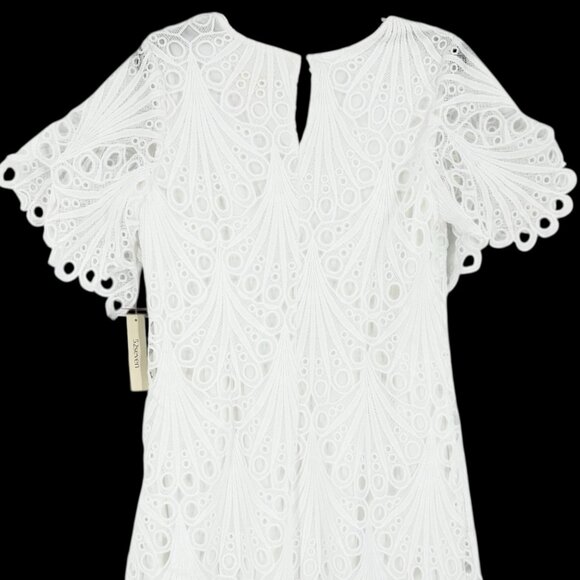 52seven Women's Pullover Full Lined Short Sleeve White Lace Shift Dress Sz 8 NWT - Picture 5 of 13